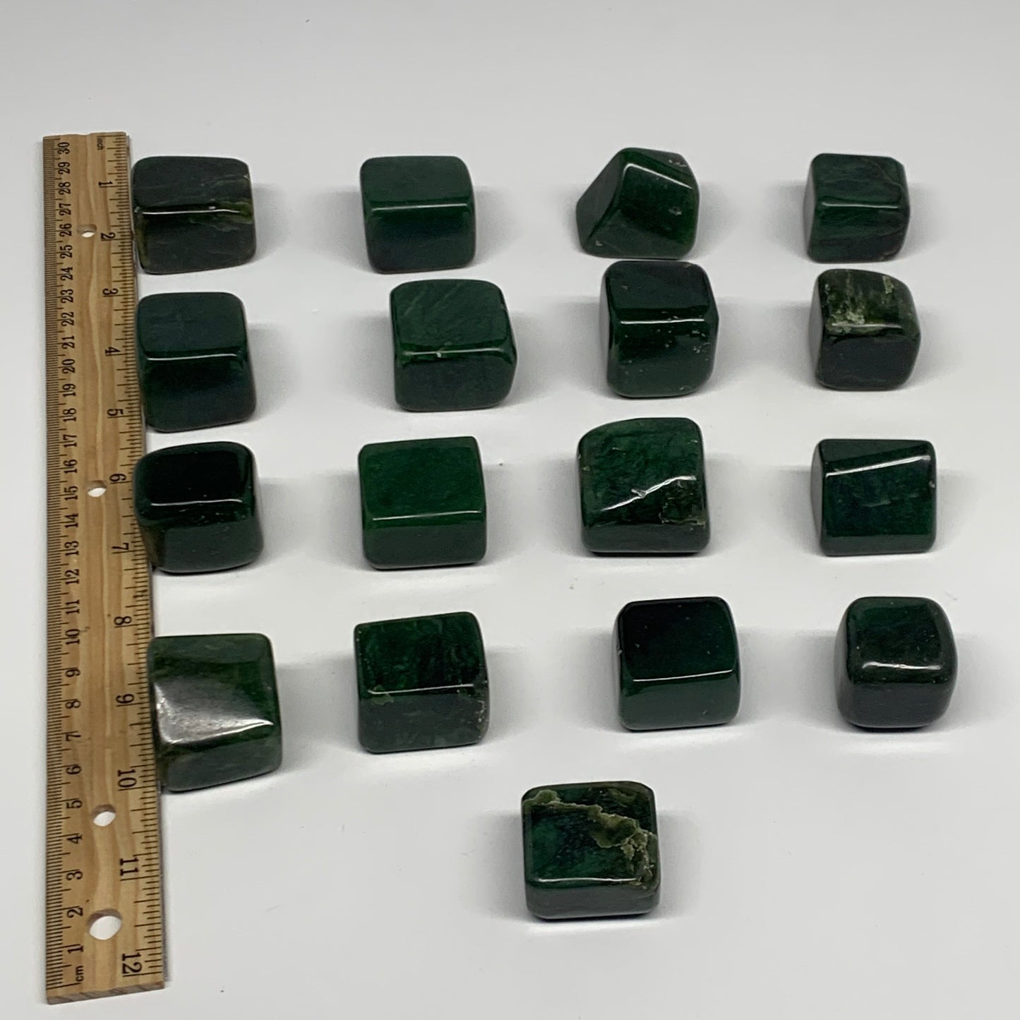 1000g (2.2 lbs), 1.1"-1.4",17pcs, Nephrite Jade Tumbled @Afghanistan, B29914