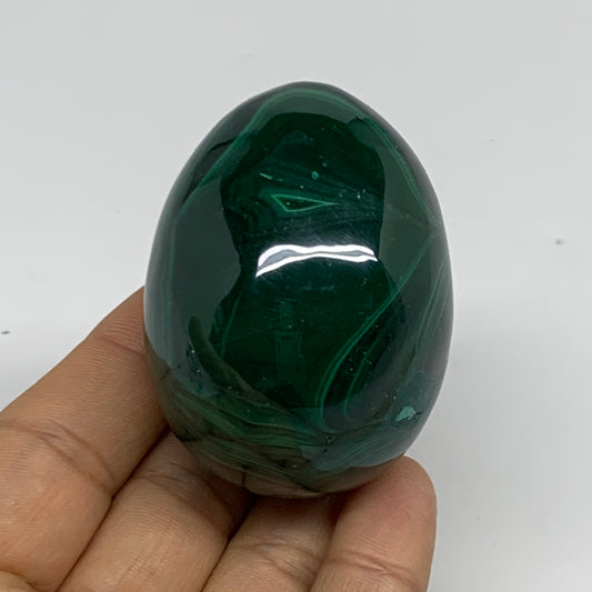 0.45 lbs, 2.3"x1.7", Natural Solid Malachite Egg Polished Gemstone @Congo, B3276