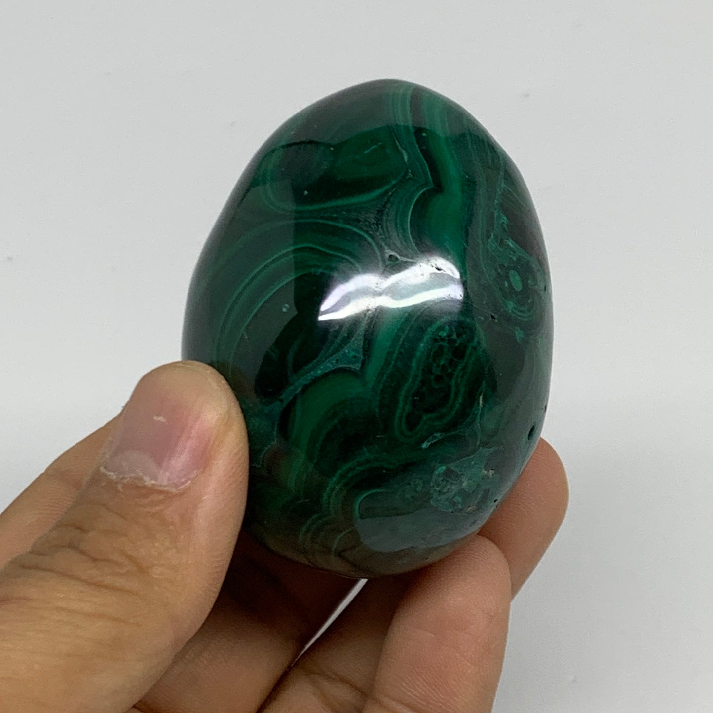 0.45 lbs, 2.3"x1.7", Natural Solid Malachite Egg Polished Gemstone @Congo, B3276