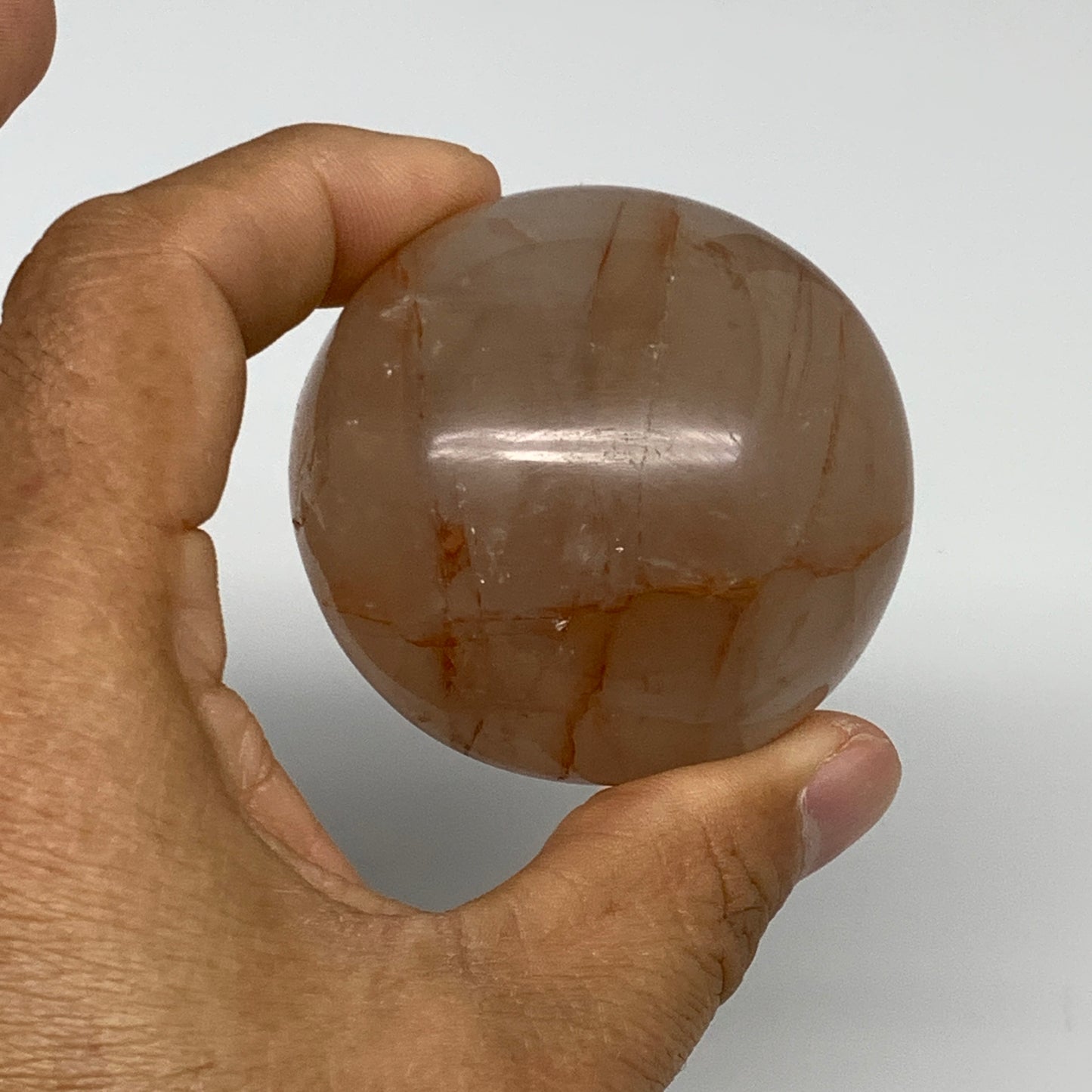 161.4g,2.1"x2.1"x1.5", Red Hematoid Fire Quartz Palm-Stone Crystal Polished, B30