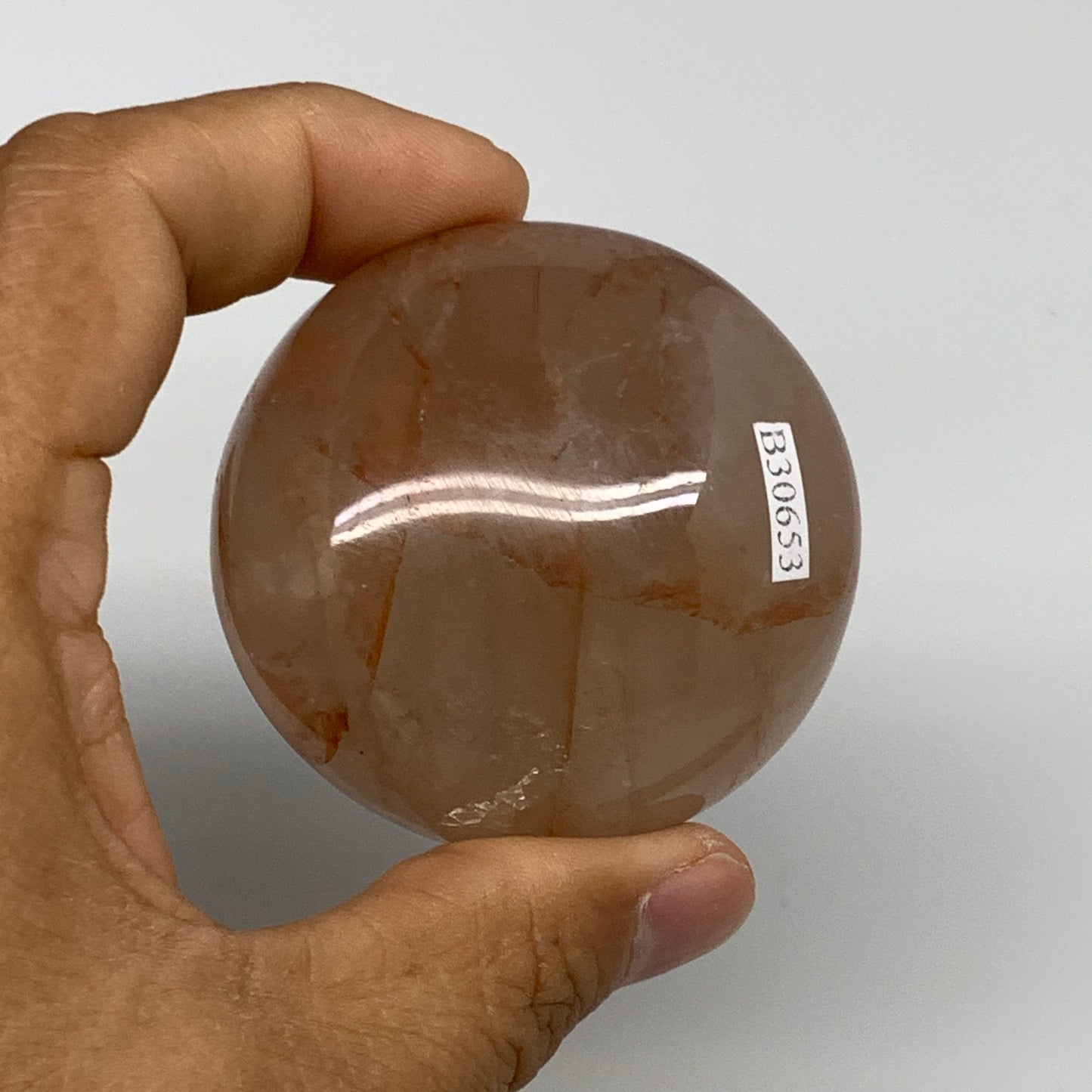 161.4g,2.1"x2.1"x1.5", Red Hematoid Fire Quartz Palm-Stone Crystal Polished, B30