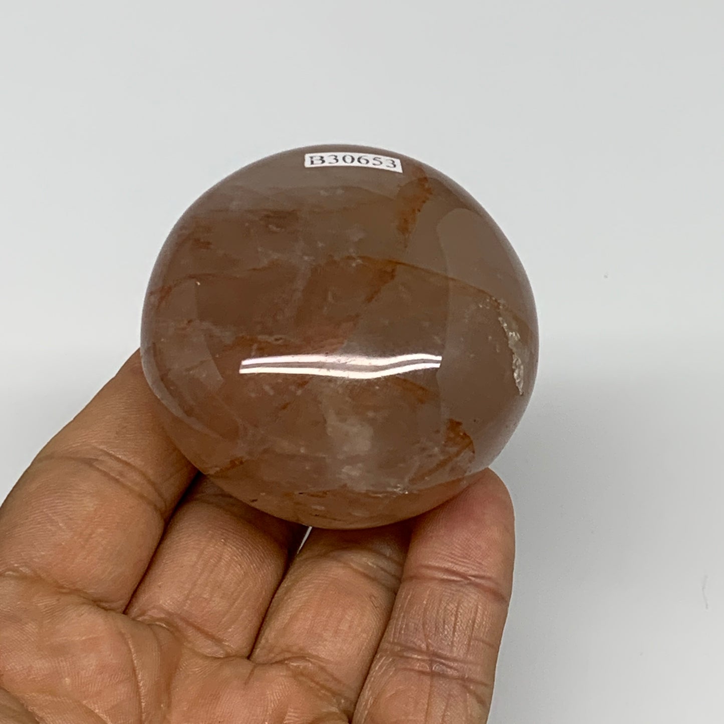 161.4g,2.1"x2.1"x1.5", Red Hematoid Fire Quartz Palm-Stone Crystal Polished, B30