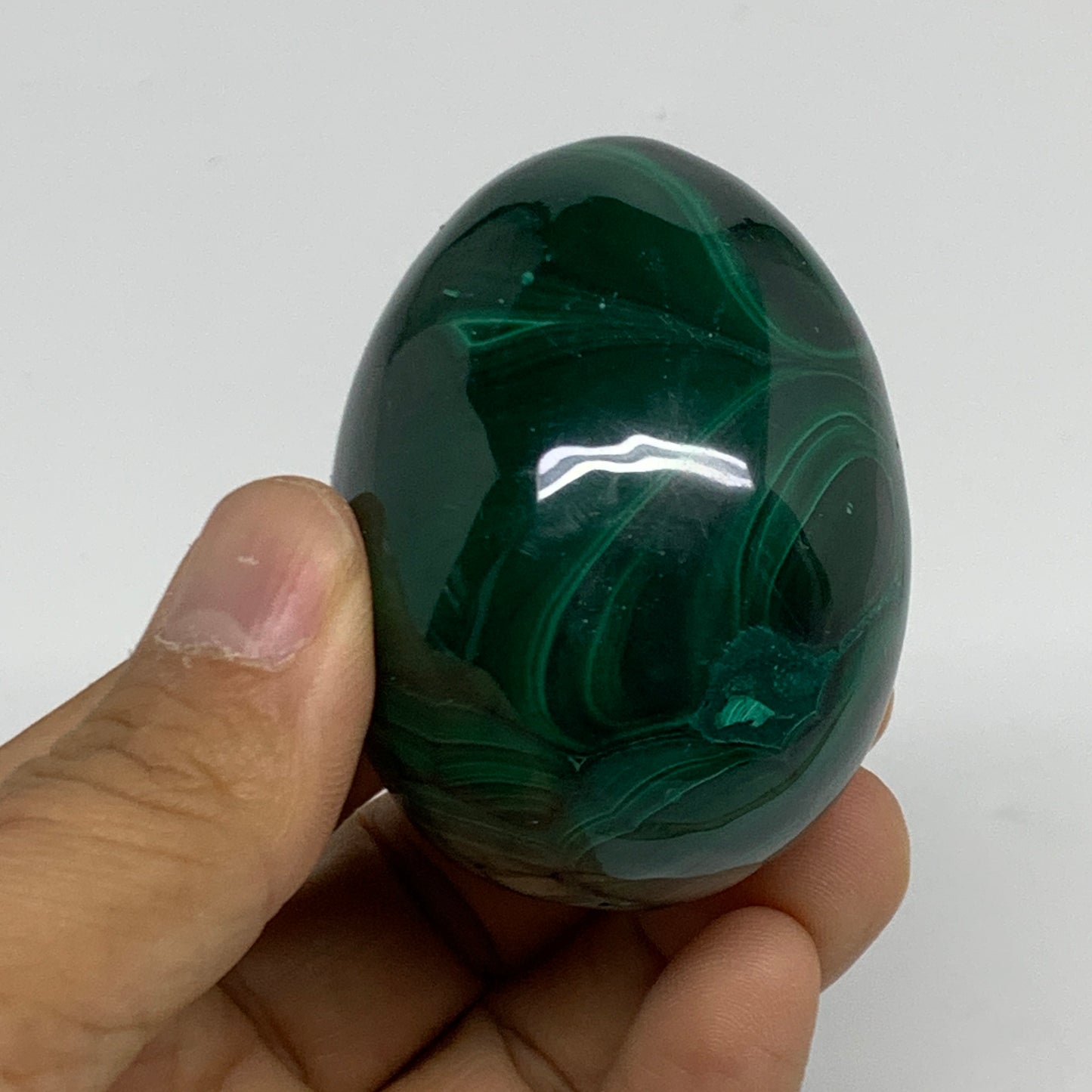 0.45 lbs, 2.3"x1.7", Natural Solid Malachite Egg Polished Gemstone @Congo, B3276