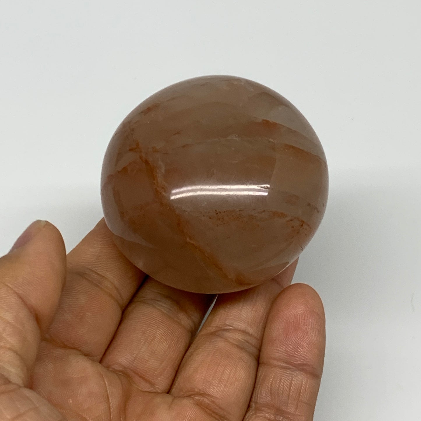 161.4g,2.1"x2.1"x1.5", Red Hematoid Fire Quartz Palm-Stone Crystal Polished, B30