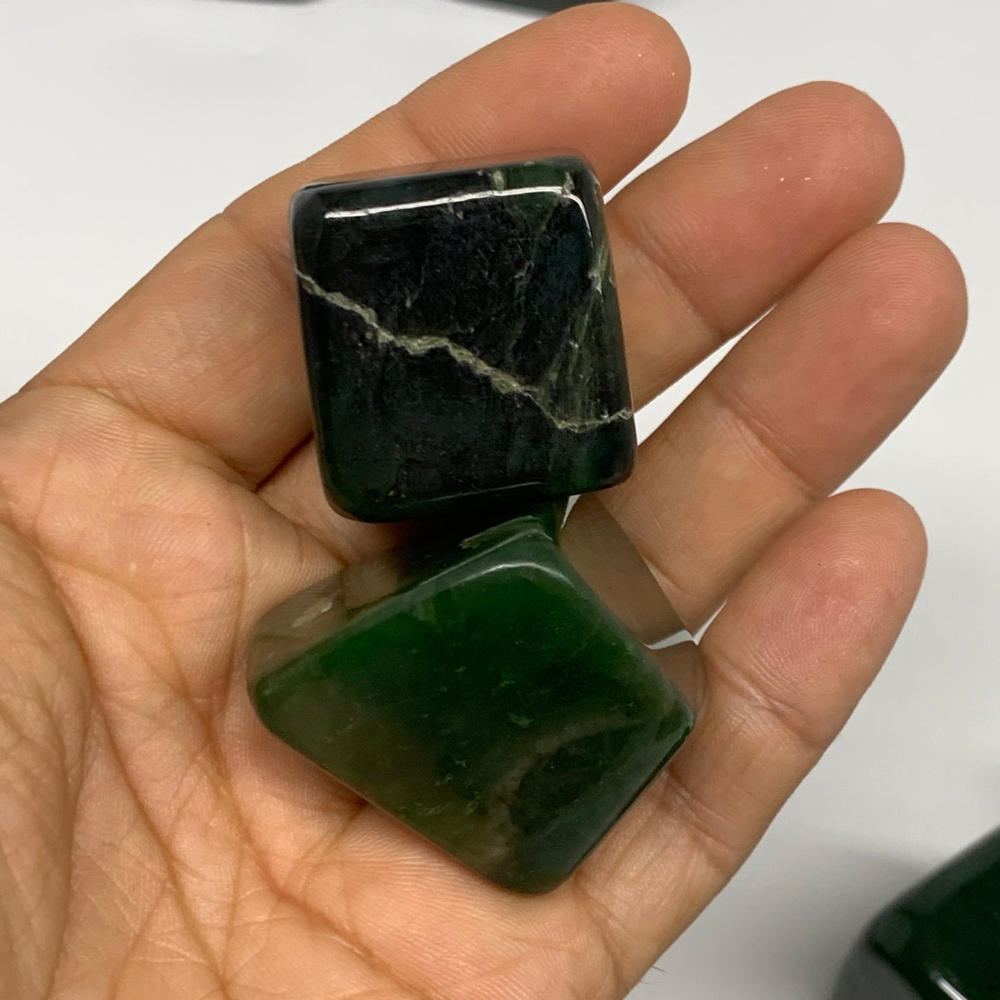 1000g (2.2 lbs), 1.1"-1.4",17pcs, Nephrite Jade Tumbled @Afghanistan, B29914