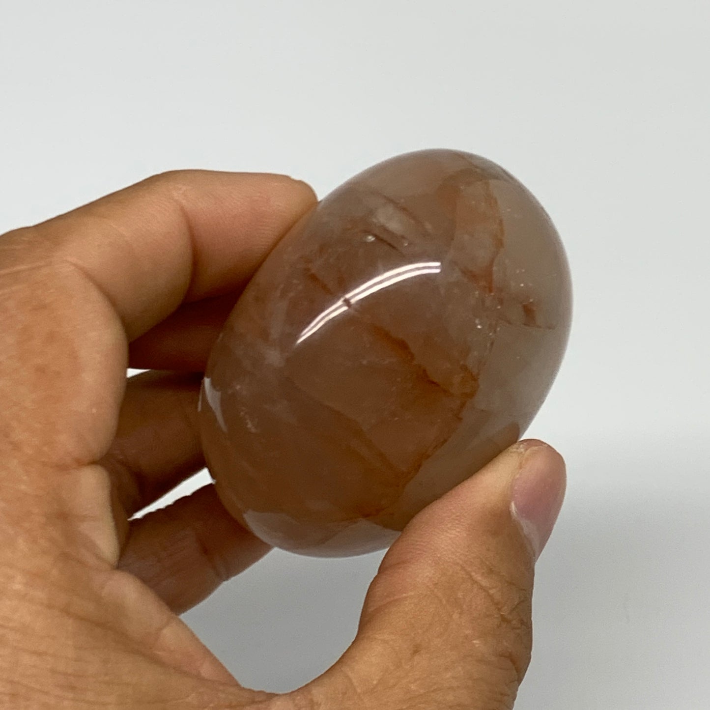 161.4g,2.1"x2.1"x1.5", Red Hematoid Fire Quartz Palm-Stone Crystal Polished, B30