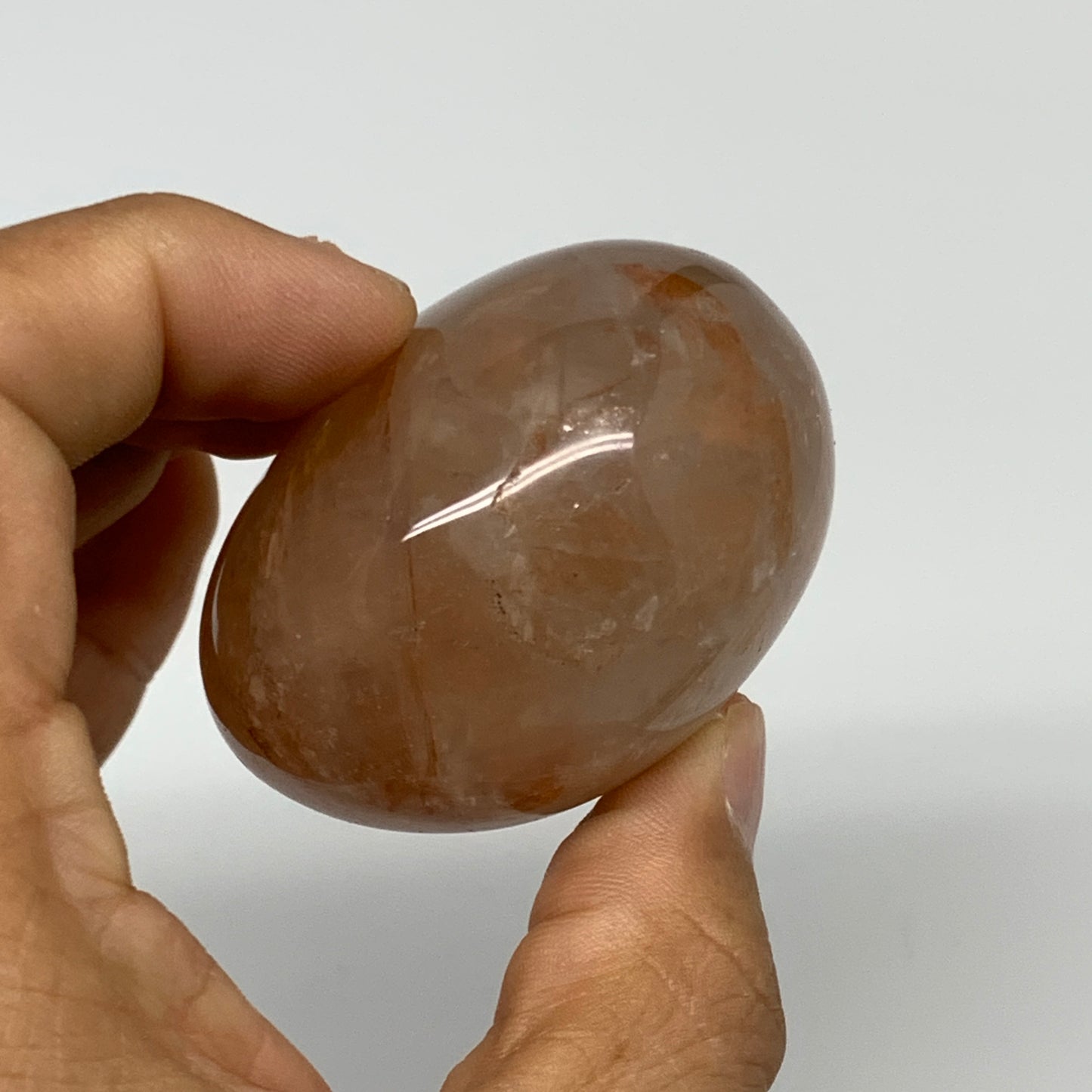 161.4g,2.1"x2.1"x1.5", Red Hematoid Fire Quartz Palm-Stone Crystal Polished, B30