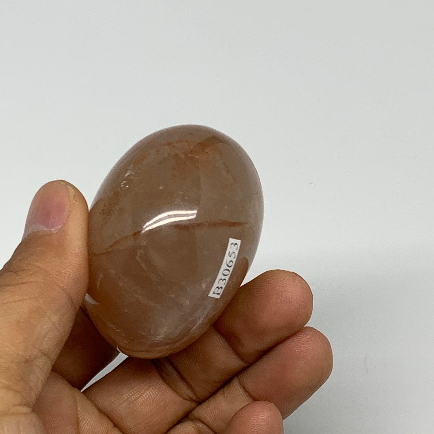 161.4g,2.1"x2.1"x1.5", Red Hematoid Fire Quartz Palm-Stone Crystal Polished, B30