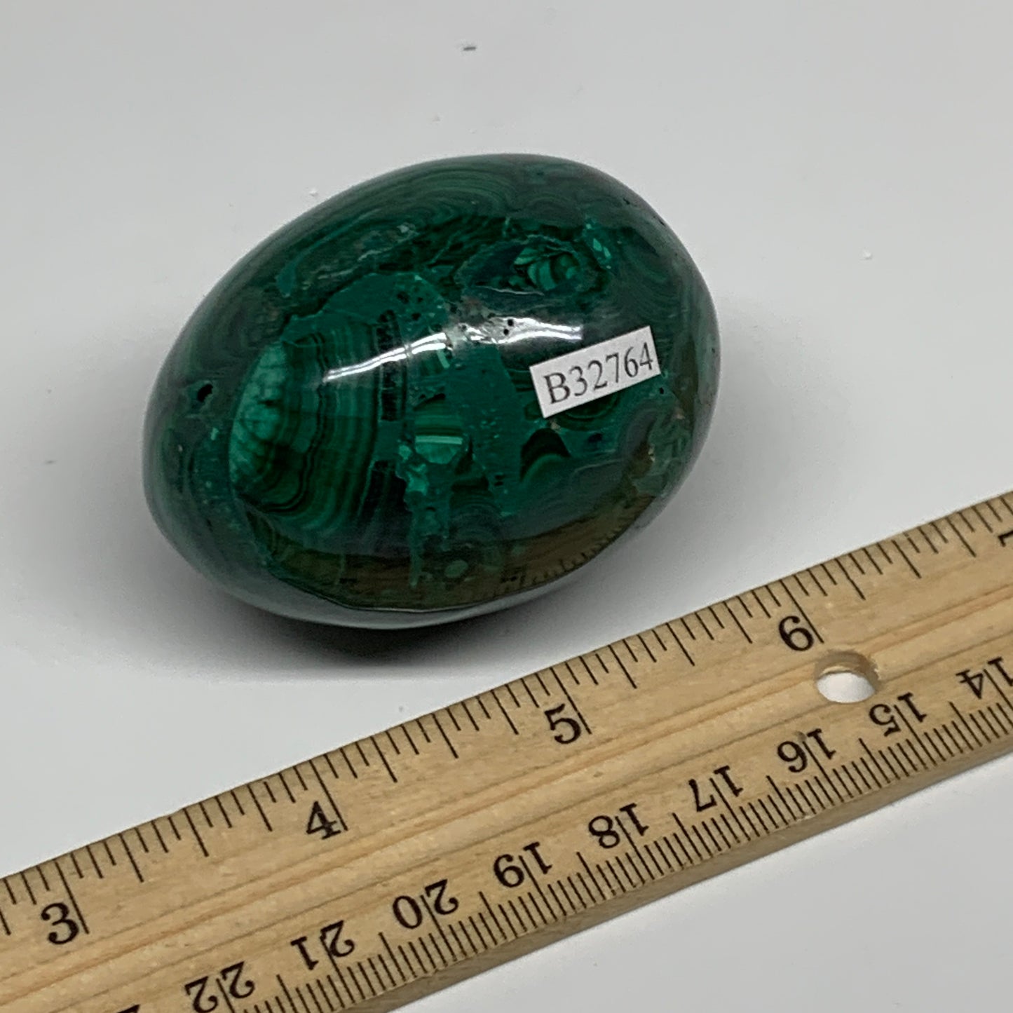 0.45 lbs, 2.3"x1.7", Natural Solid Malachite Egg Polished Gemstone @Congo, B3276