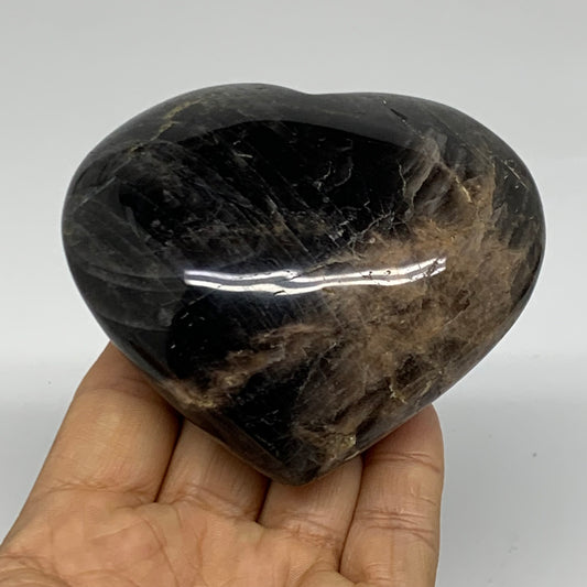 0.71 lbs, 3.1"x3.4"x1.6", Black Moonstone Heart Polished Crystal Decor, B37901