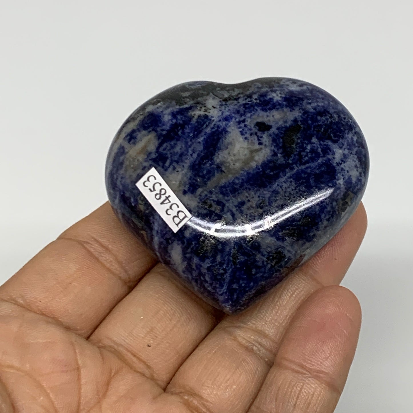 87.9g, 2"x2.2"x0.9", Natural Sodalite Heart Polished Gemstone, B34853
