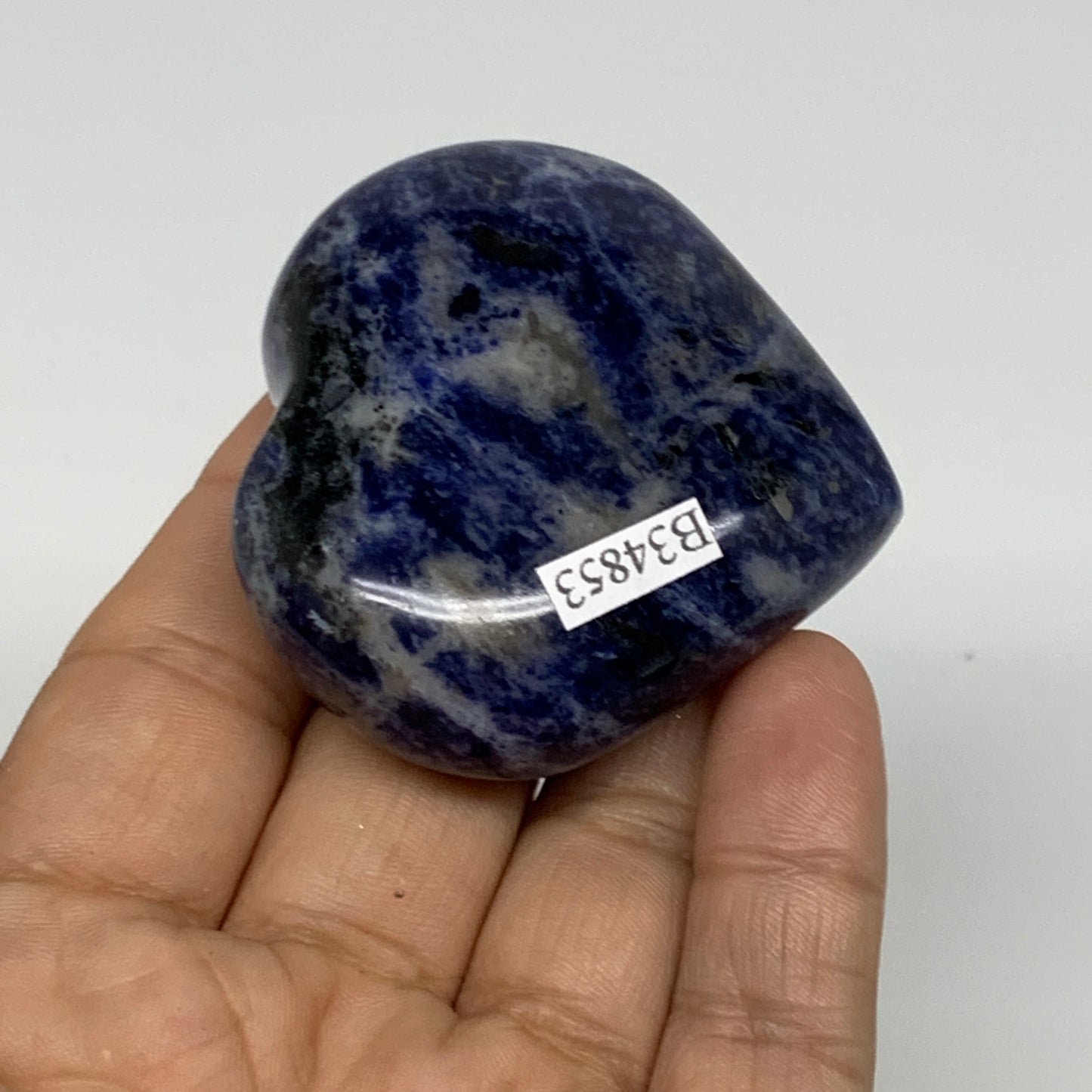 87.9g, 2"x2.2"x0.9", Natural Sodalite Heart Polished Gemstone, B34853