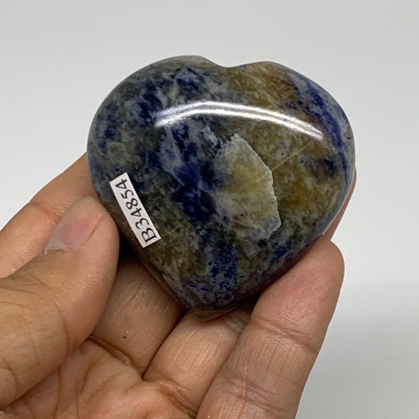 77.6g, 2"x2"x0.9", Natural Sodalite Heart Polished Gemstone, B34854