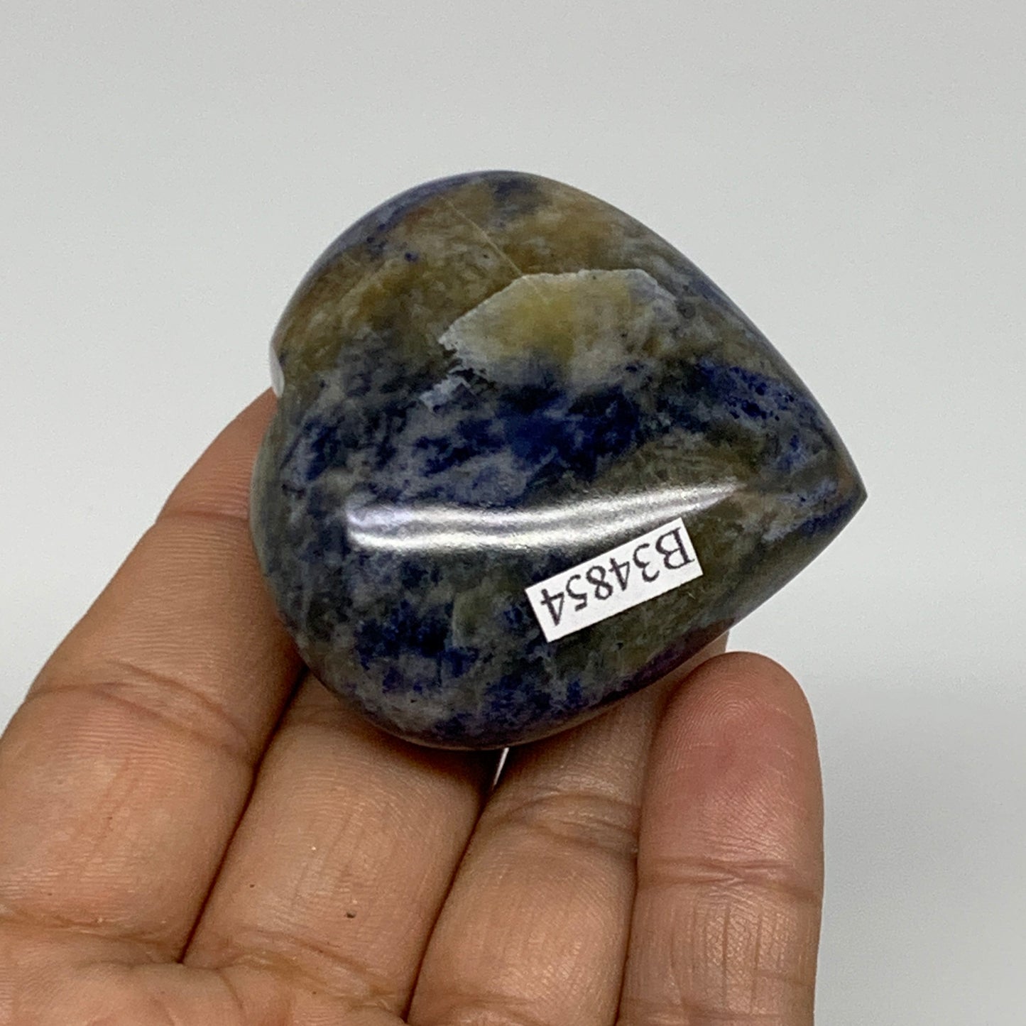 77.6g, 2"x2"x0.9", Natural Sodalite Heart Polished Gemstone, B34854