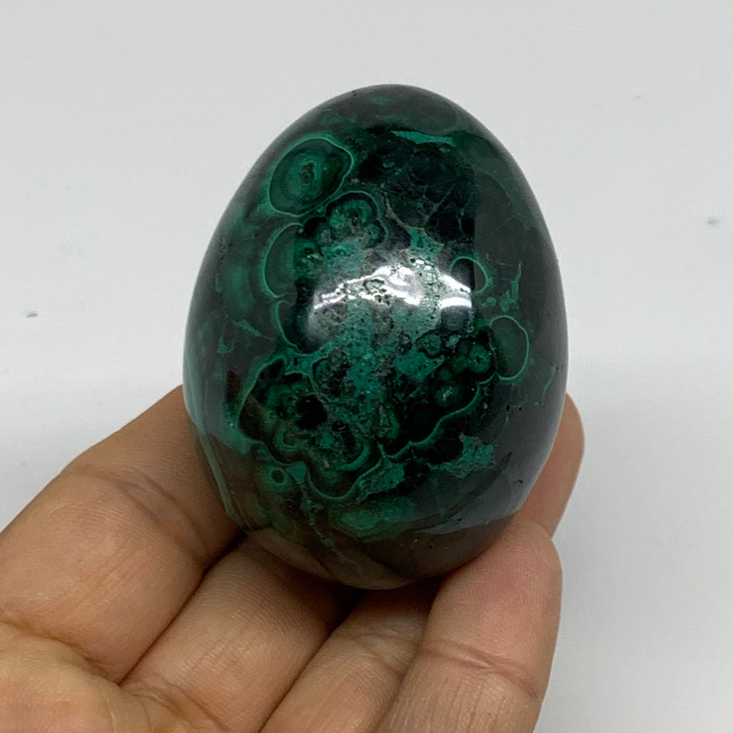 206.6g, 2.2"x1.9", Natural Solid Malachite Egg Polished Gemstone @Congo, B32766