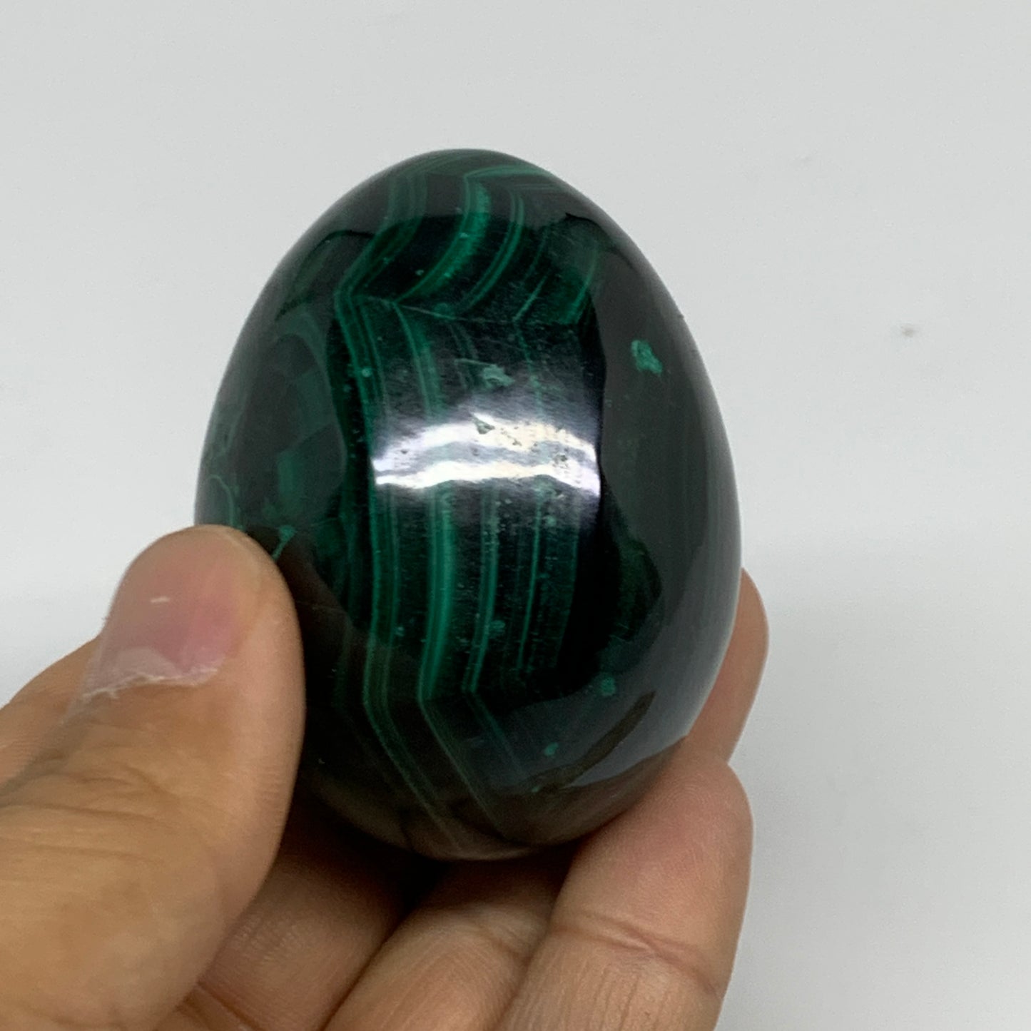 206.6g, 2.2"x1.9", Natural Solid Malachite Egg Polished Gemstone @Congo, B32766