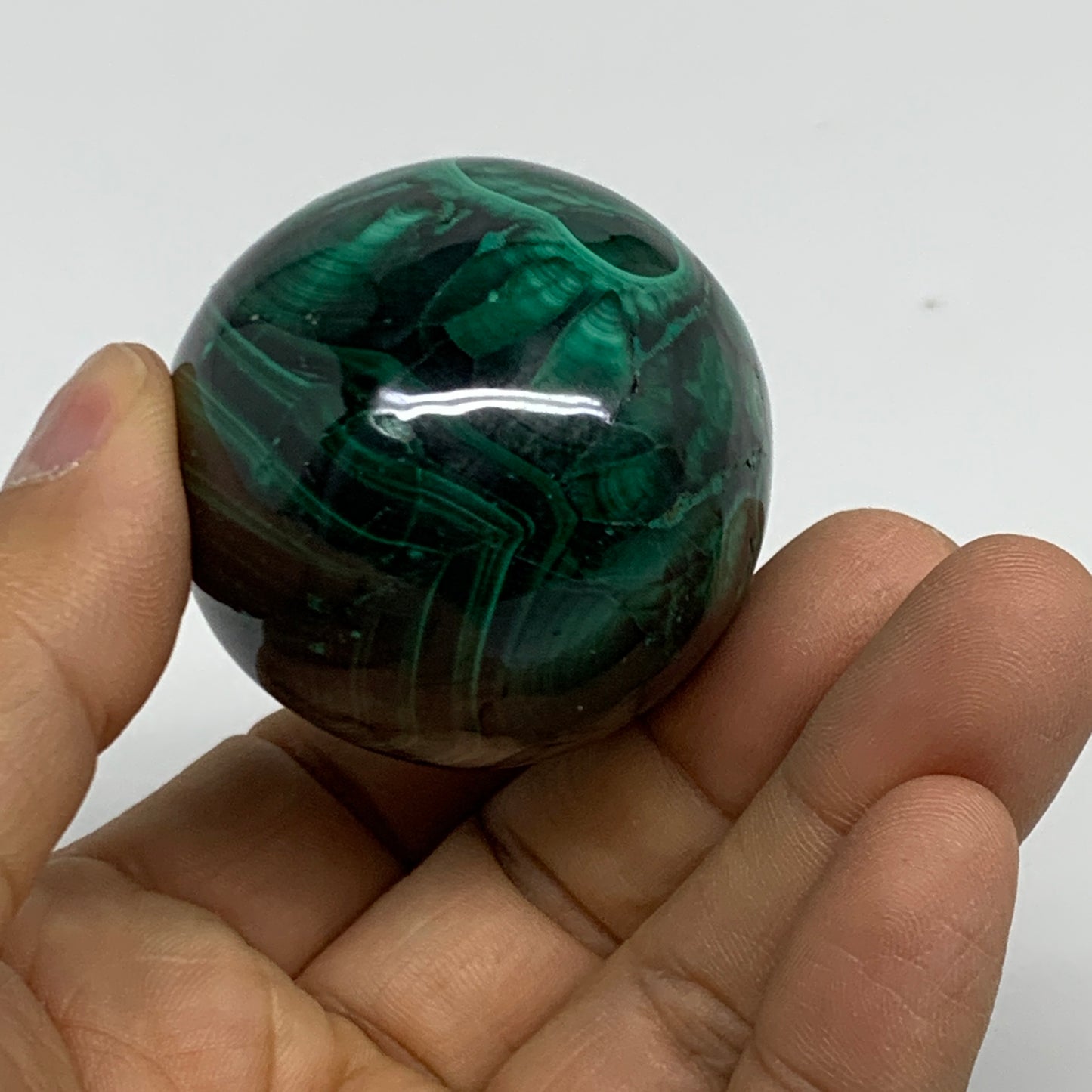 206.6g, 2.2"x1.9", Natural Solid Malachite Egg Polished Gemstone @Congo, B32766