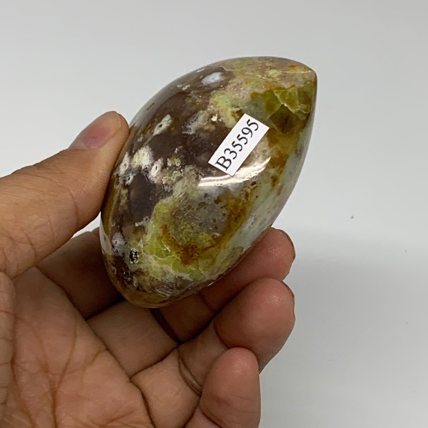 175.9g, 2.5"x2.8"x1.5", Green Opal Heart Polished Gemstone Crystal, B35595