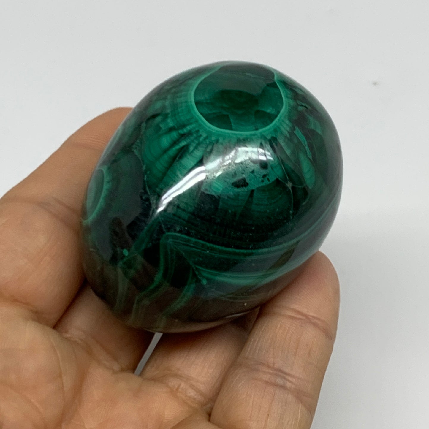 206.6g, 2.2"x1.9", Natural Solid Malachite Egg Polished Gemstone @Congo, B32766