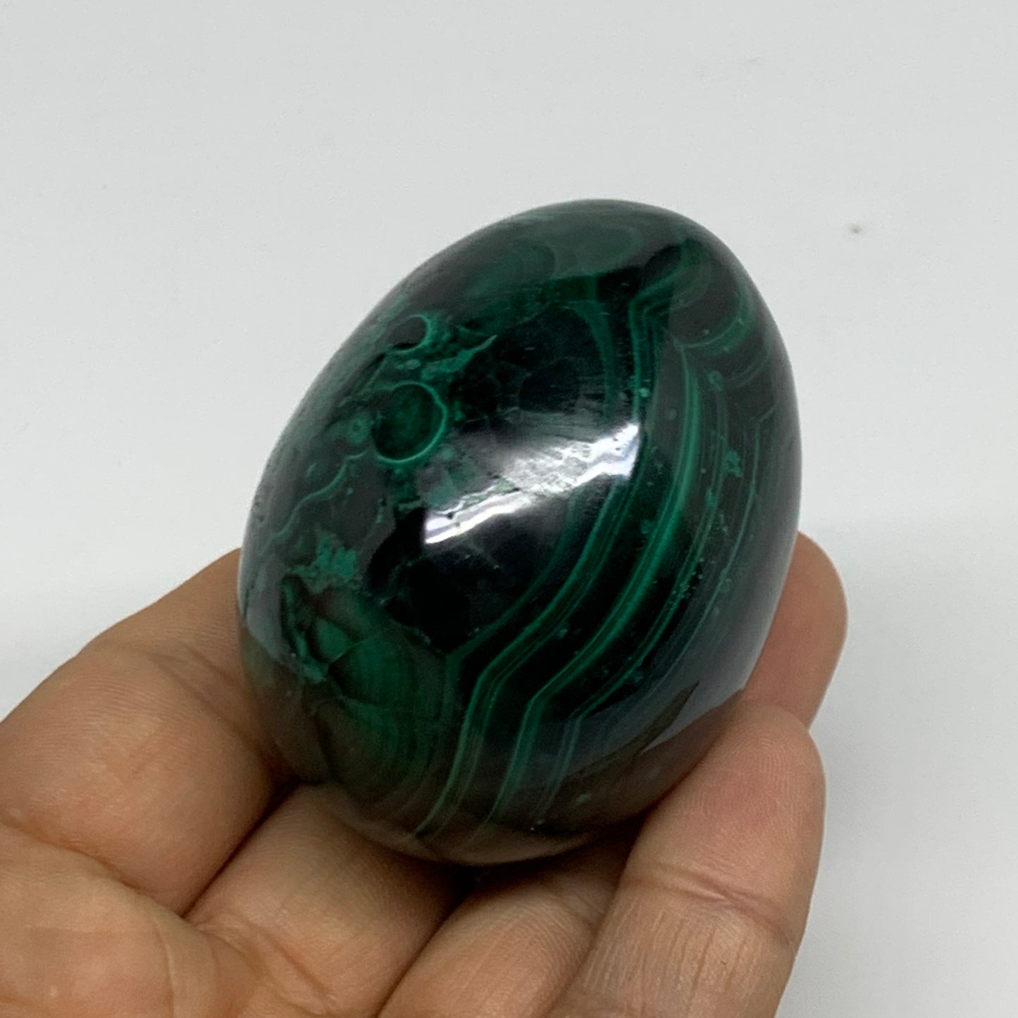206.6g, 2.2"x1.9", Natural Solid Malachite Egg Polished Gemstone @Congo, B32766