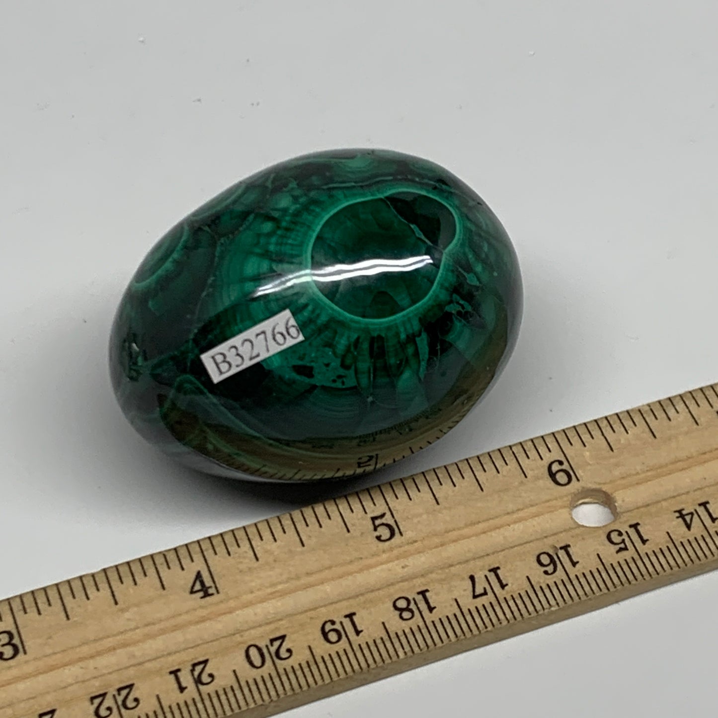 206.6g, 2.2"x1.9", Natural Solid Malachite Egg Polished Gemstone @Congo, B32766