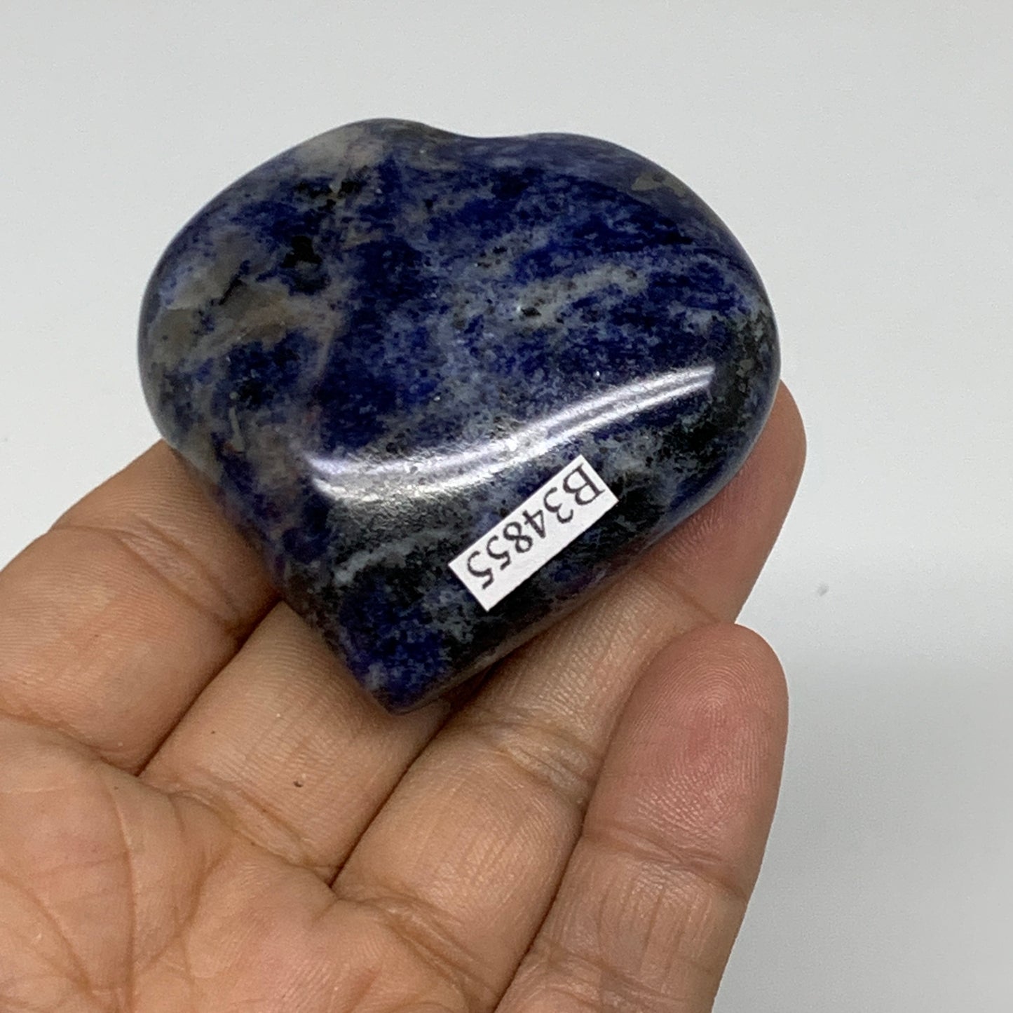 84.6g, 2"x2.2"x0.8", Natural Sodalite Heart Polished Gemstone, B34855