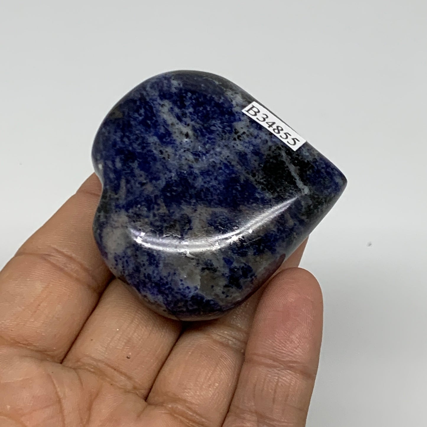 84.6g, 2"x2.2"x0.8", Natural Sodalite Heart Polished Gemstone, B34855