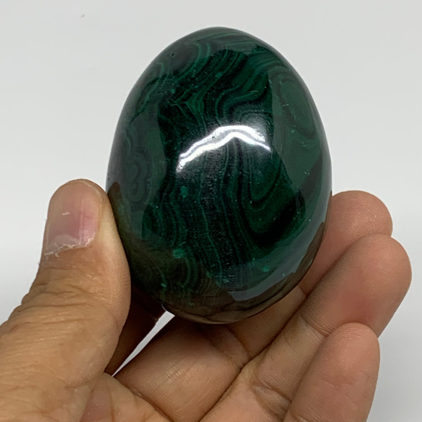 234.5g, 2.3"x1.7", Natural Solid Malachite Egg Polished Gemstone @Congo, B32767