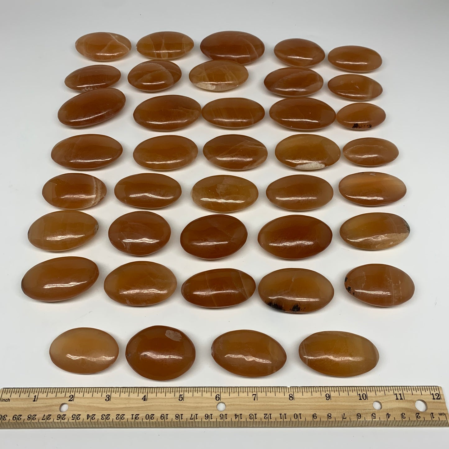 6.3 lbs, 2"-3", 39pcs, Honey Calcite Palm-Stone Stones @Afghanistan, B26826