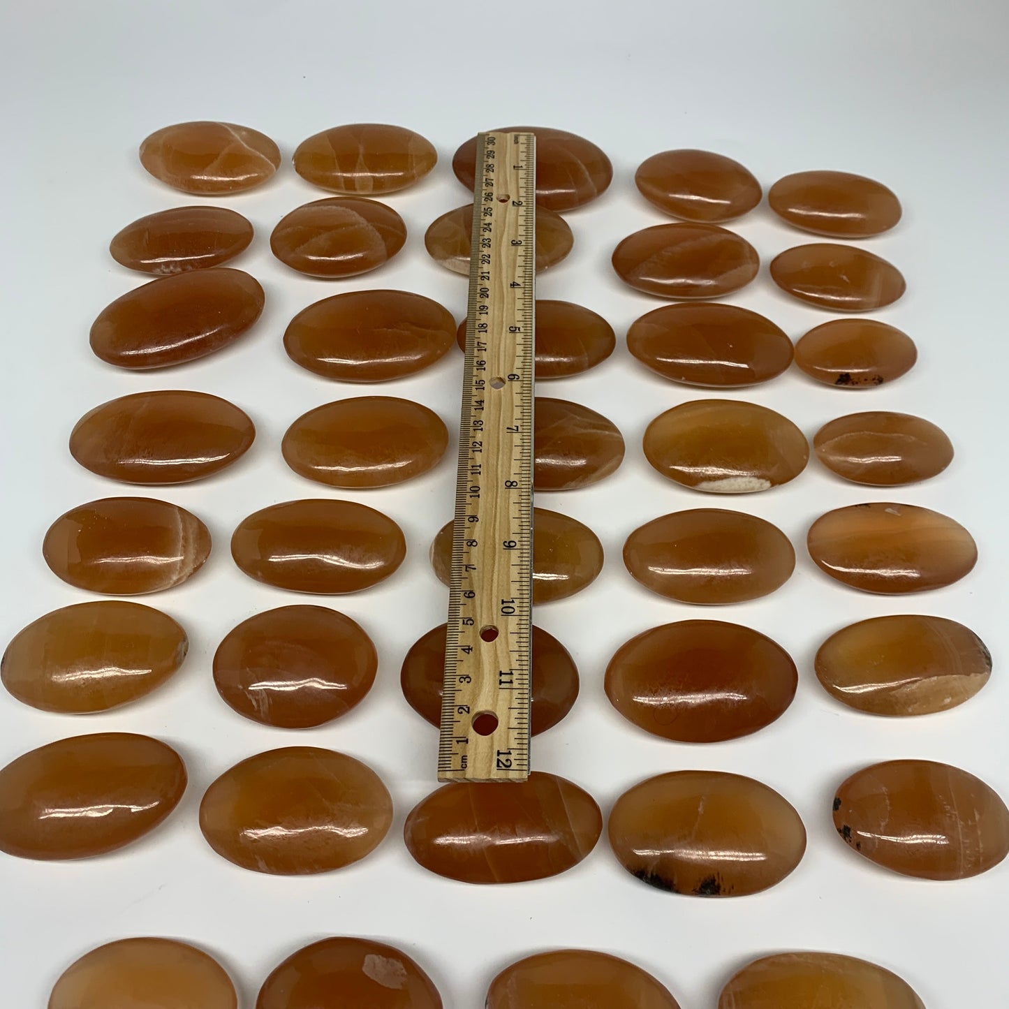 6.3 lbs, 2"-3", 39pcs, Honey Calcite Palm-Stone Stones @Afghanistan, B26826