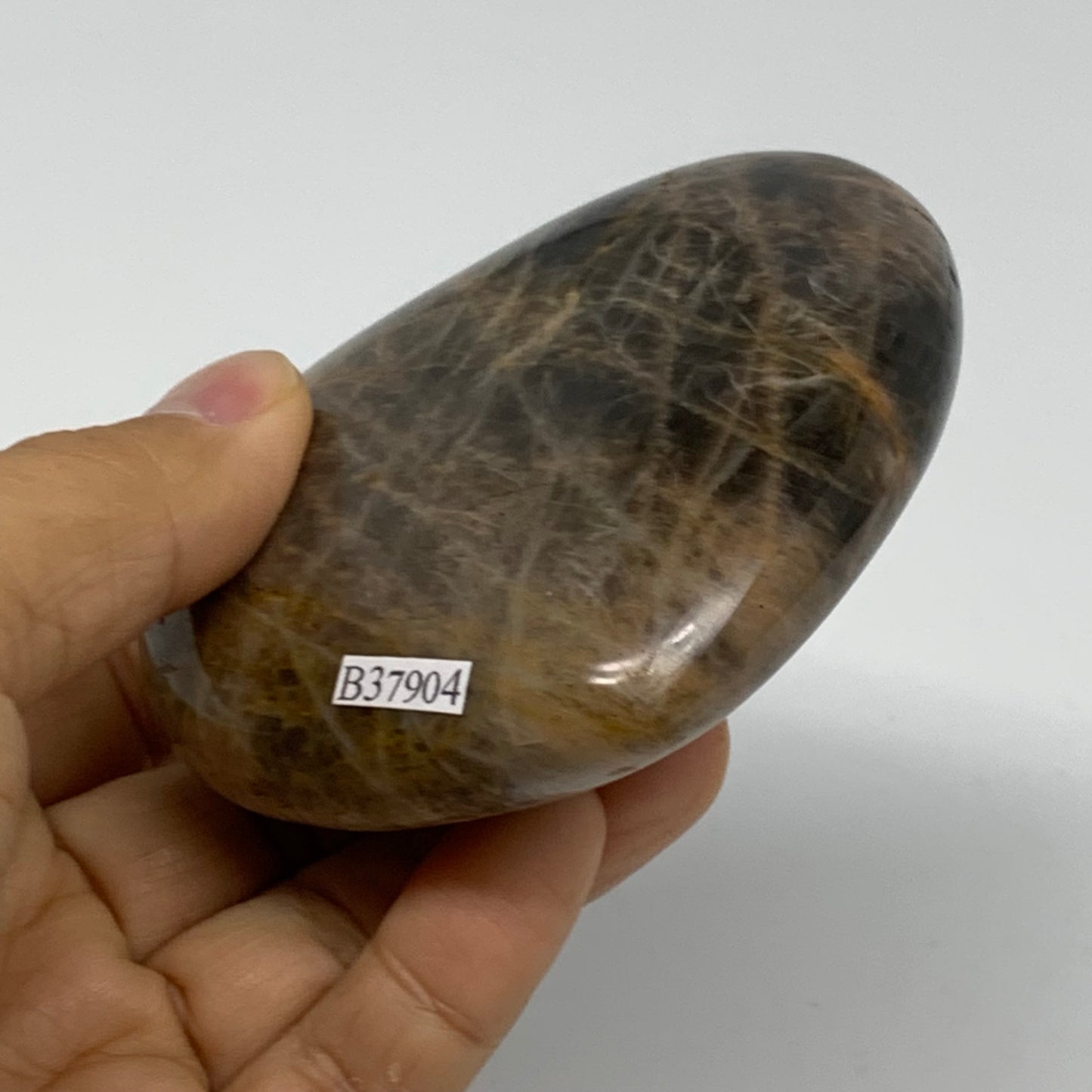 0.52 lbs, 2.8"x3.2"x1.2", Black Moonstone Heart Polished Crystal Decor, B37904