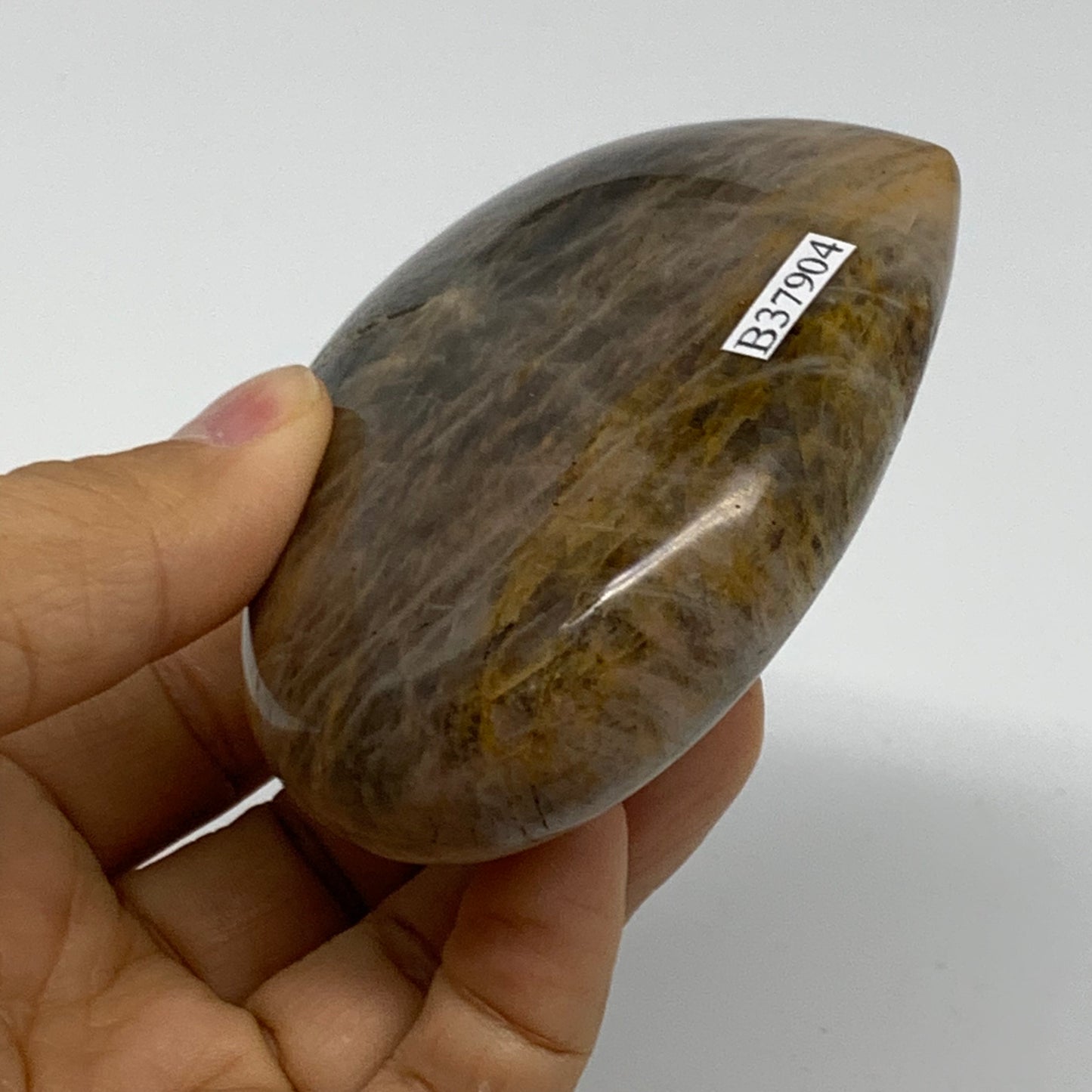 0.52 lbs, 2.8"x3.2"x1.2", Black Moonstone Heart Polished Crystal Decor, B37904