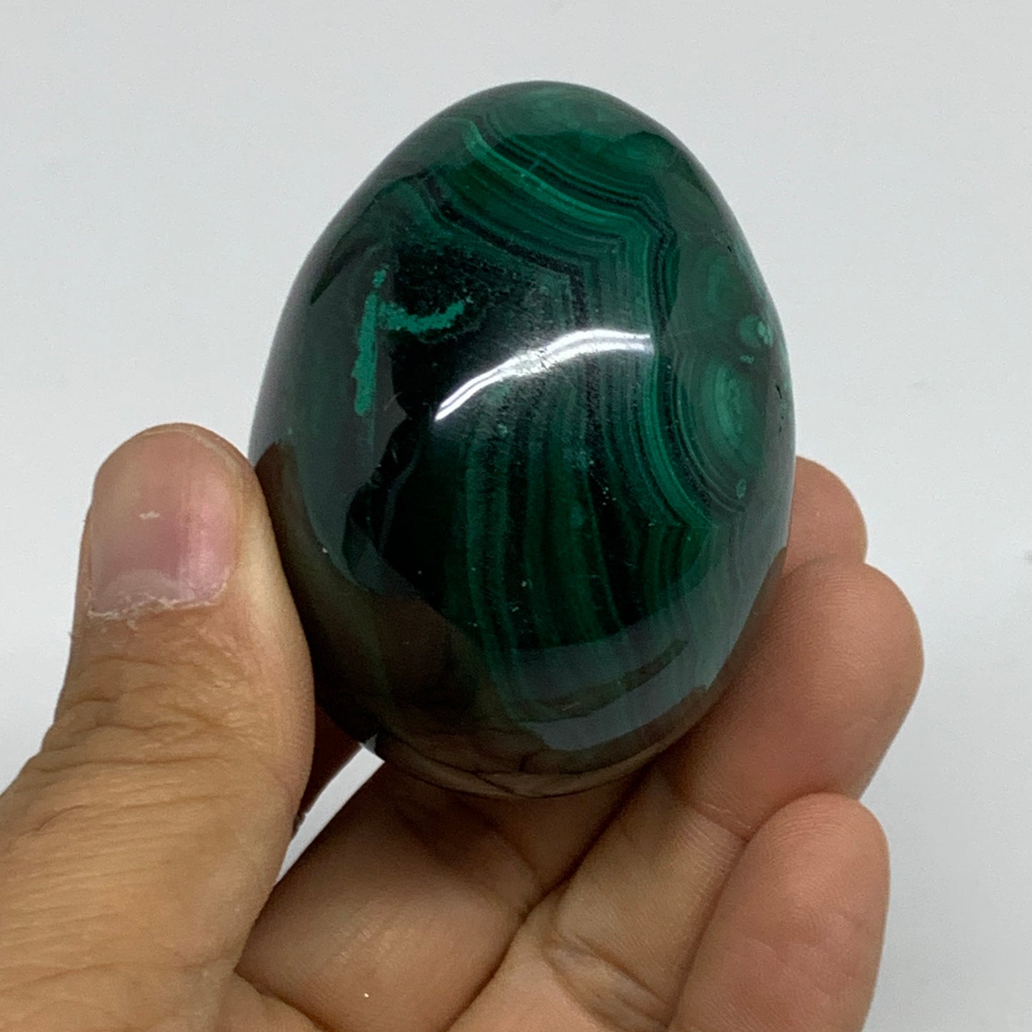 201g, 2.2"x1.7", Natural Solid Malachite Egg Polished Gemstone @Congo, B32768