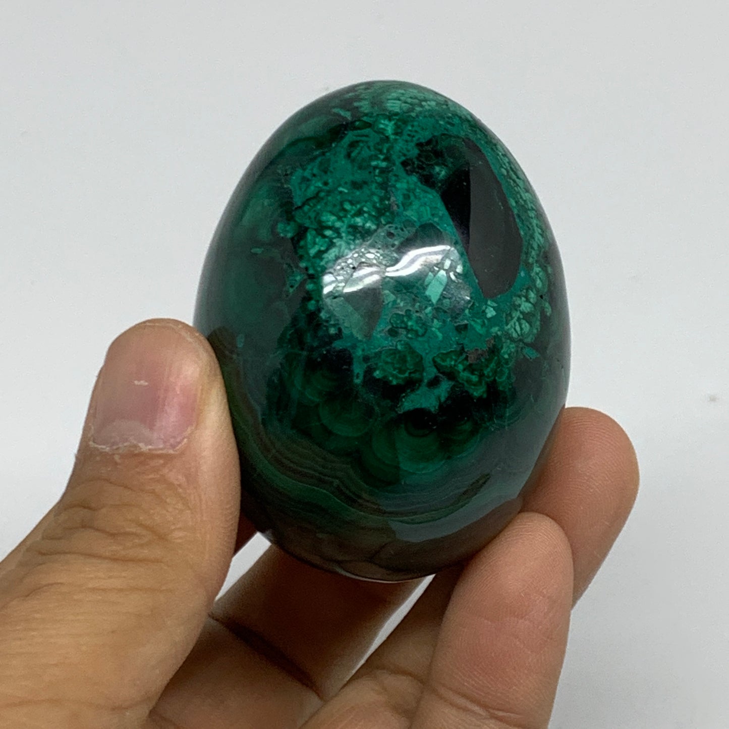 201g, 2.2"x1.7", Natural Solid Malachite Egg Polished Gemstone @Congo, B32768