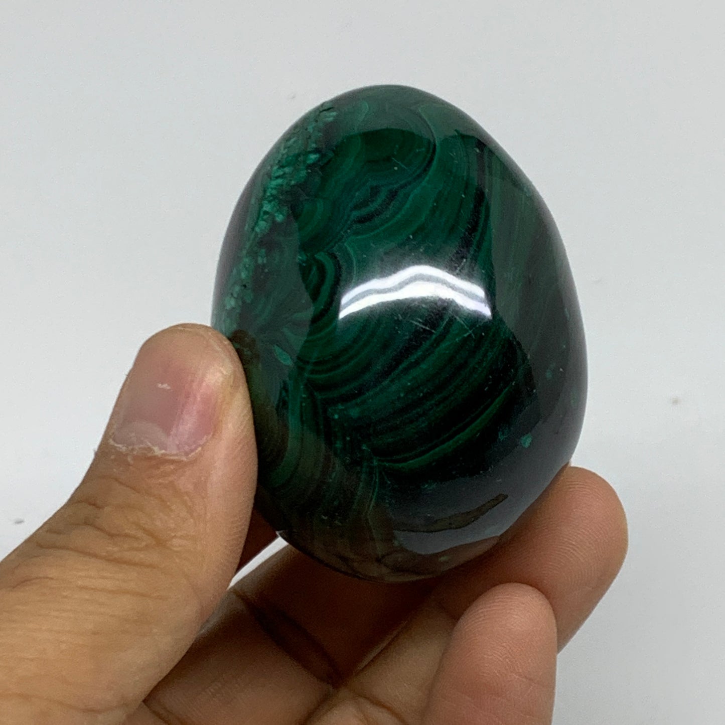 201g, 2.2"x1.7", Natural Solid Malachite Egg Polished Gemstone @Congo, B32768