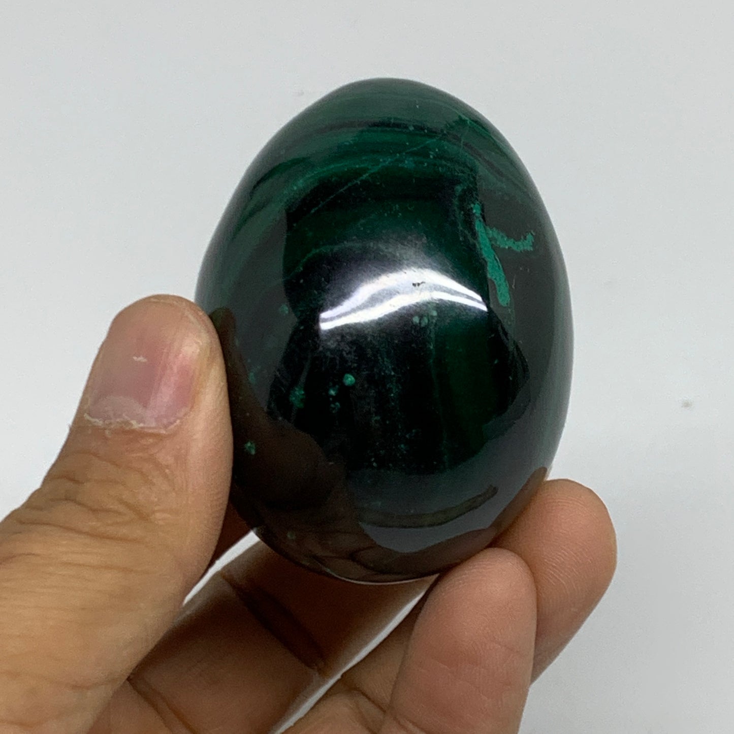 201g, 2.2"x1.7", Natural Solid Malachite Egg Polished Gemstone @Congo, B32768