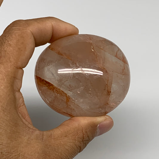 152g,2.3"x2.1"x1.3", Red Hematoid Fire Quartz Palm-Stone Crystal Polished, B3064