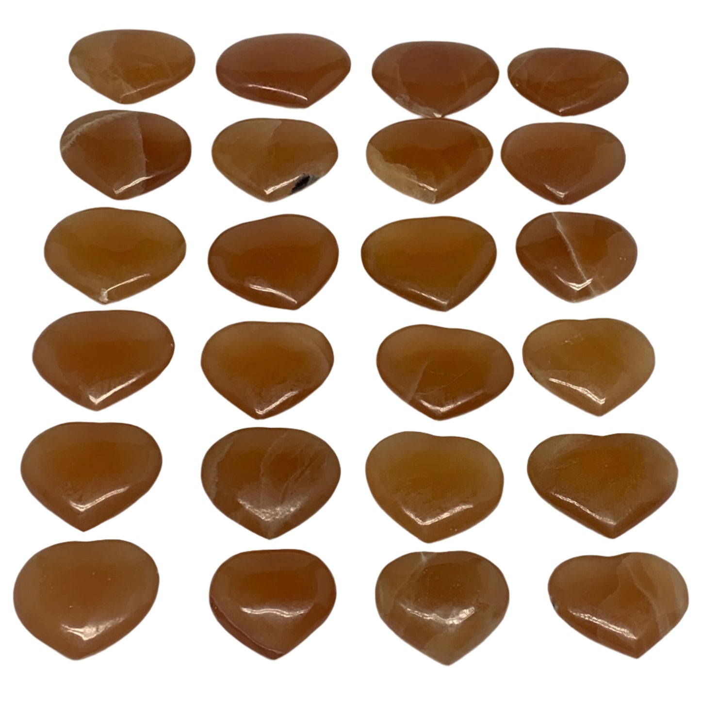 5.12 lbs ,24 pcs, 1.8"- 2.5", Natural Honey Calcite Hearts @Afghanistan, B26827