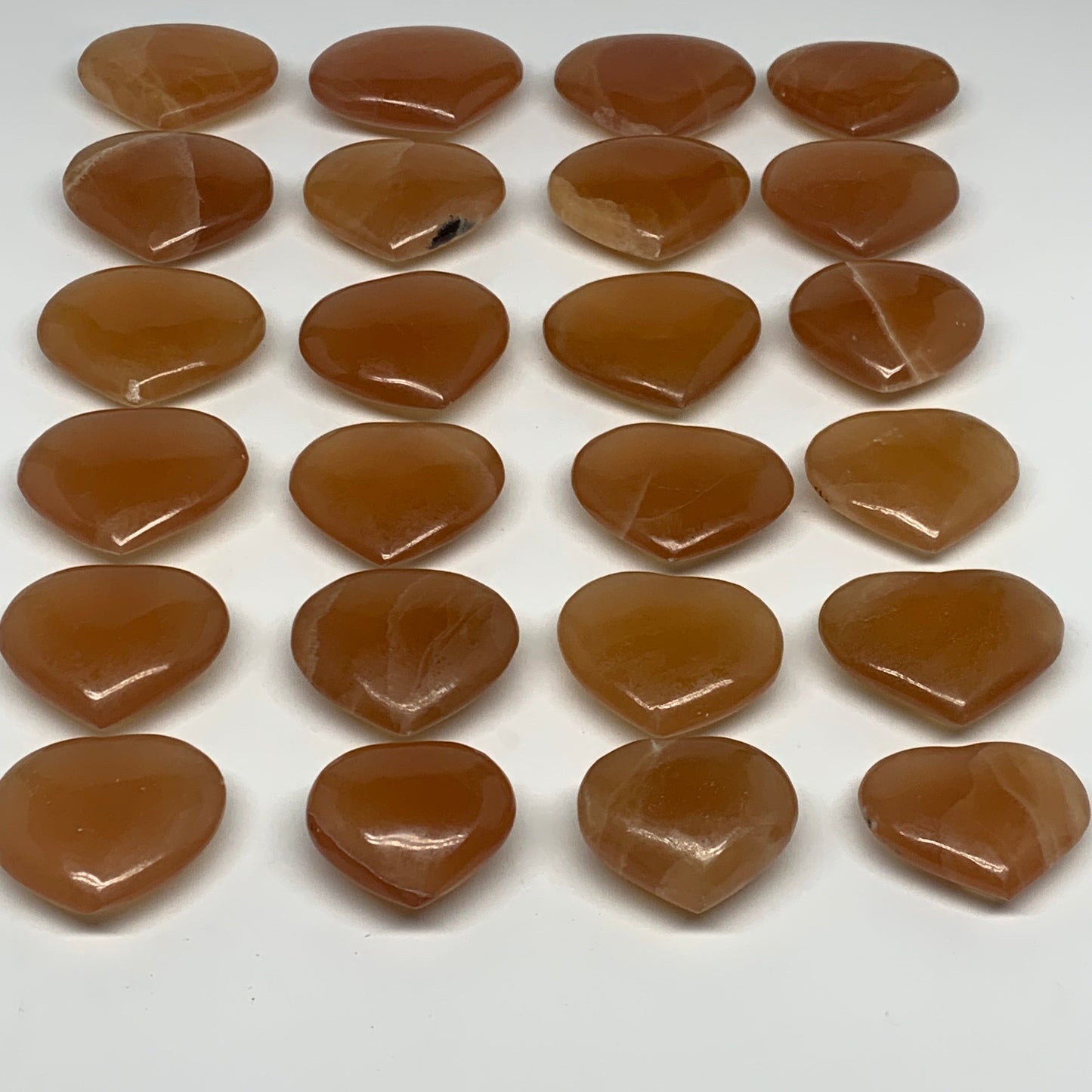 5.12 lbs ,24 pcs, 1.8"- 2.5", Natural Honey Calcite Hearts @Afghanistan, B26827