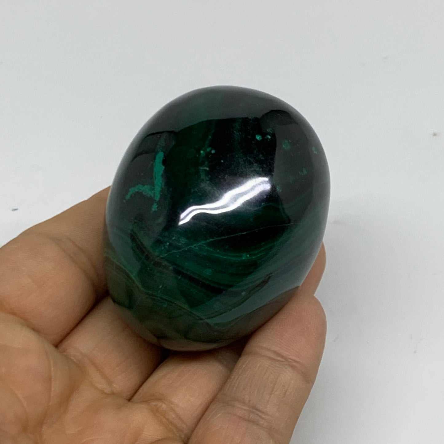 201g, 2.2"x1.7", Natural Solid Malachite Egg Polished Gemstone @Congo, B32768