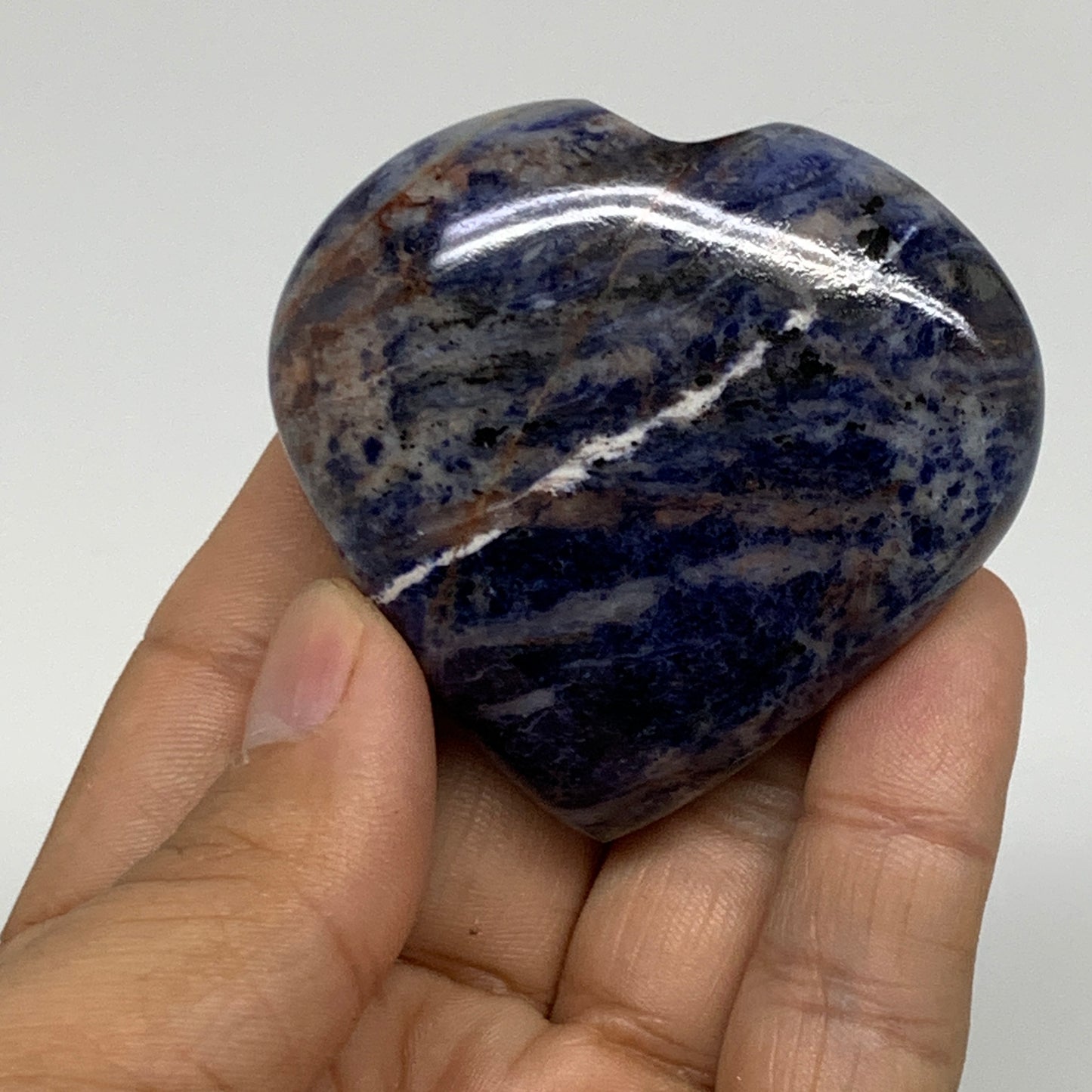 80.9g, 2.1"x2.2"x0.8", Natural Sodalite Heart Polished Gemstone, B34857