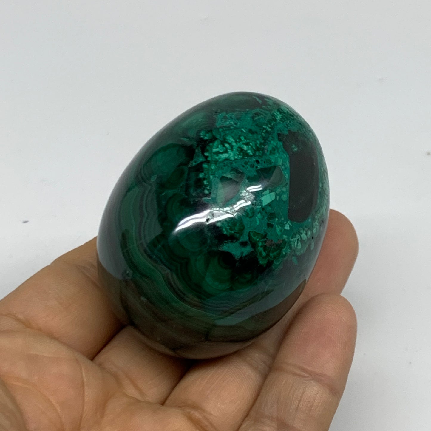 201g, 2.2"x1.7", Natural Solid Malachite Egg Polished Gemstone @Congo, B32768