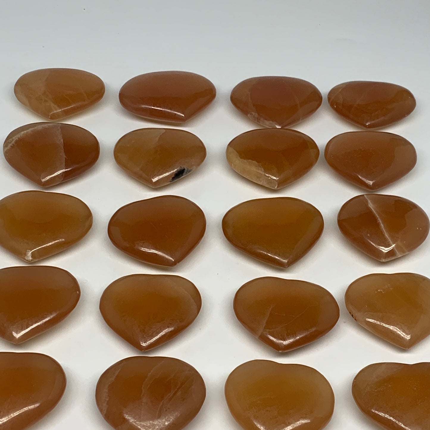 5.12 lbs ,24 pcs, 1.8"- 2.5", Natural Honey Calcite Hearts @Afghanistan, B26827