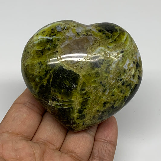 218.3g, 2.7"x2.9"x1.5", Green Opal Heart Polished Gemstone Crystal, B35598