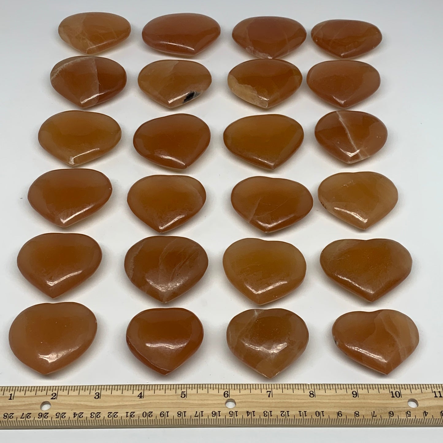 5.12 lbs ,24 pcs, 1.8"- 2.5", Natural Honey Calcite Hearts @Afghanistan, B26827