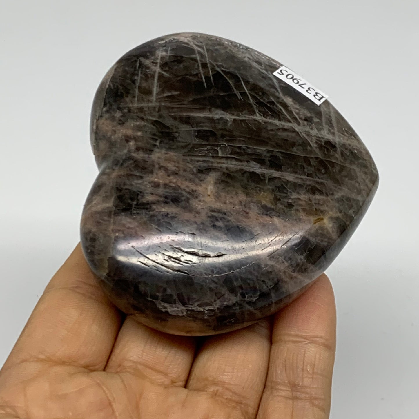 0.48 lbs, 2.7"x3.1"x1.1", Black Moonstone Heart Polished Crystal Decor, B37905