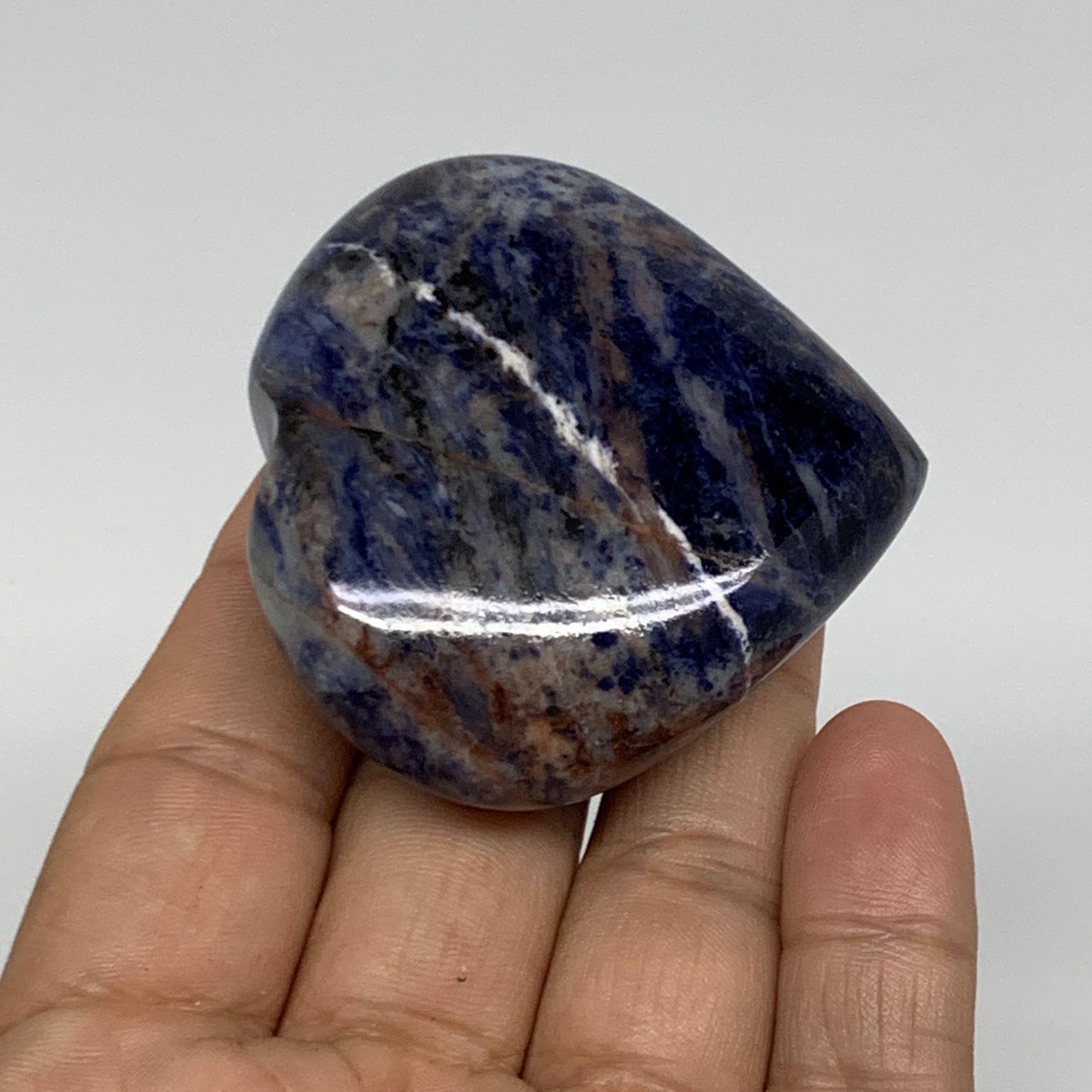 80.9g, 2.1"x2.2"x0.8", Natural Sodalite Heart Polished Gemstone, B34857