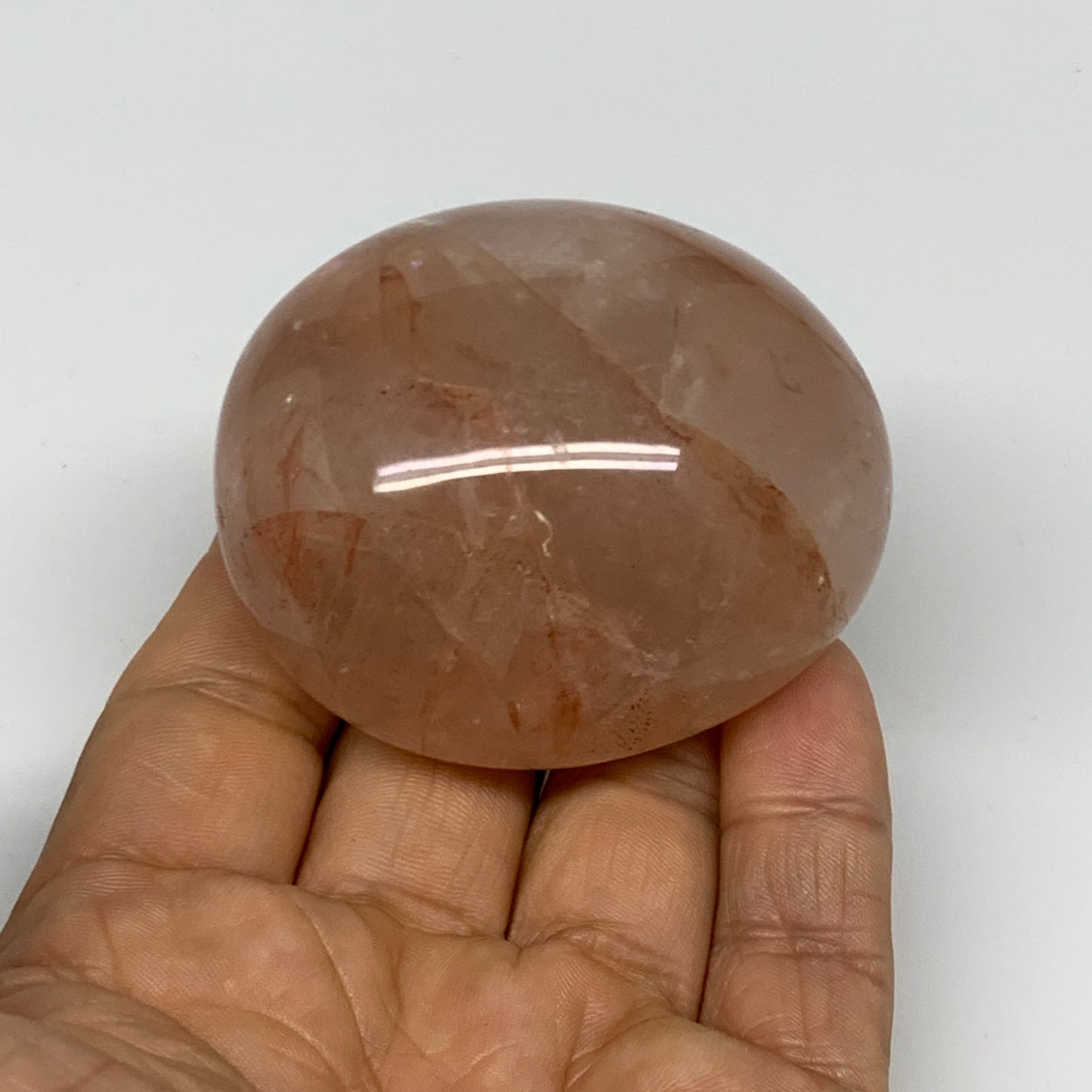 152g,2.3"x2.1"x1.3", Red Hematoid Fire Quartz Palm-Stone Crystal Polished, B3064