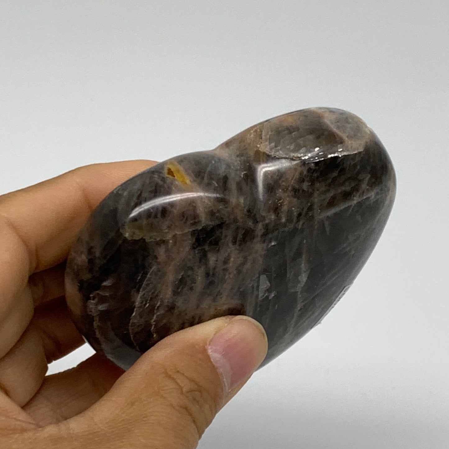 0.48 lbs, 2.7"x3.1"x1.1", Black Moonstone Heart Polished Crystal Decor, B37905