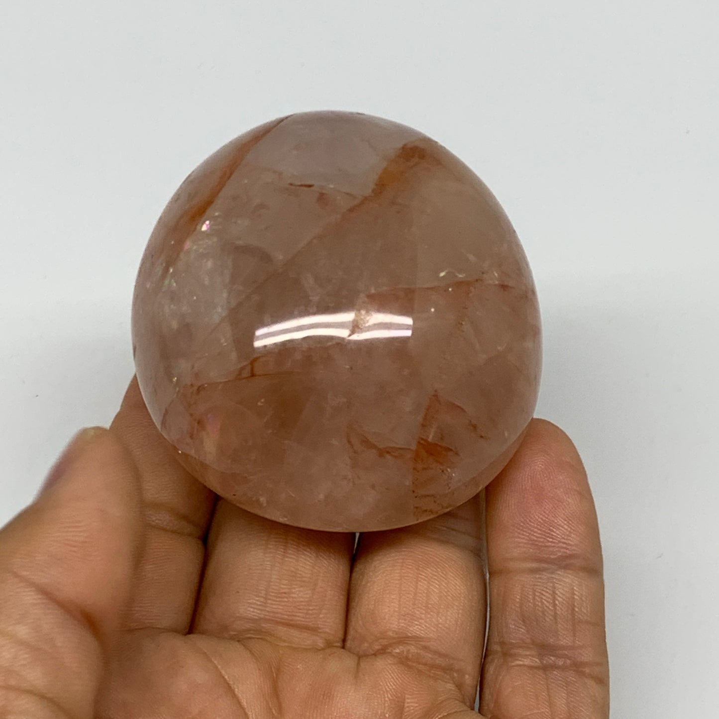 152g,2.3"x2.1"x1.3", Red Hematoid Fire Quartz Palm-Stone Crystal Polished, B3064